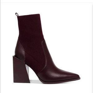 Steve Madden Tackle Leather Booties in Burgundy